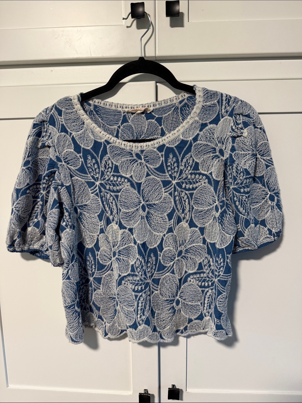 Solitaire Blue Embroidered Blouse